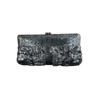 Chanel Silver Python Clutch on Chain Bag