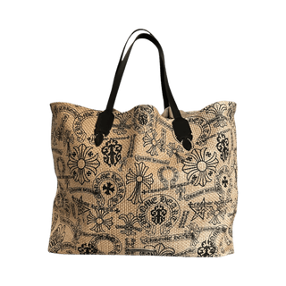 Chrome Hearts Beige & Black Miami Exclusive Stencil Beach Tote Bag