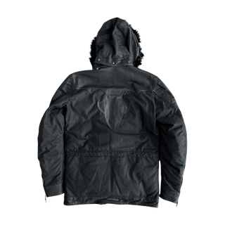 Chrome Hearts Black Leather Fleur Parka Jacket