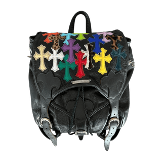 Chrome Hearts Black Multicolor Cross Patch Leather Gunslinger Backpack