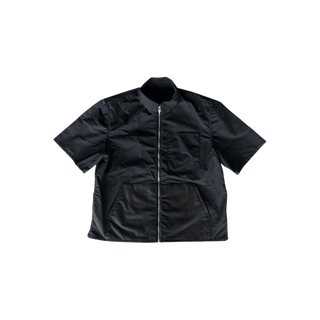 Chrome Hearts Black Nylon & Leather Zip Up Shirt