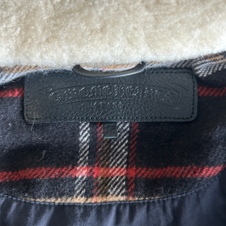 Chrome Hearts Black & Red Cross Patch Plaid Sherpa Jacket
