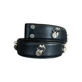 Chrome Hearts Black & Silver Rolling Stones Tongue Belt Strap