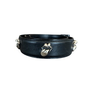 Chrome Hearts Black & Silver Rolling Stones Tongue Belt Strap