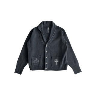 Chrome Hearts Black Triple Cross Patch Cashmere Cardigan