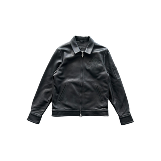 Chrome Hearts Black Triple Cross Patch Leather Jacket