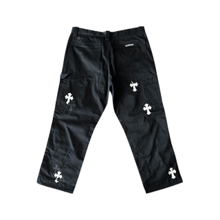 Chrome Hearts Black & White Cross Patch Carpenter Pants