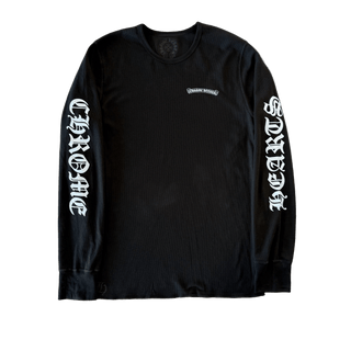 Chrome Hearts Black & White Script Logo Thermal Longsleeve T-Shirt