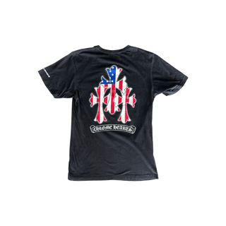 Chrome Hearts Black & White USA Triple Cross Logo T-Shirt