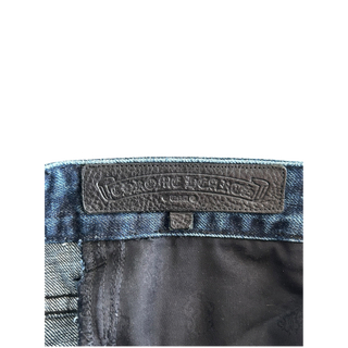 Chrome Hearts Blue & Black Cross Patch Denim Shorts