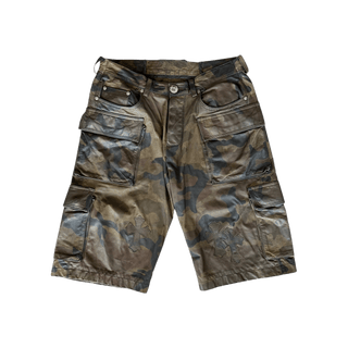 Chrome Hearts Camouflage Leather Cross Patch Cargo Shorts