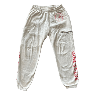 Chrome Hearts Drake Cream & Pink Certified Chrome Cross Logo Sweatpants