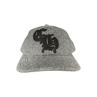 Chrome Hearts Grey & Black Leather CH Logo Wool Hat