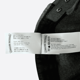 Chrome Hearts Grey & Black Leather CH Logo Wool Hat