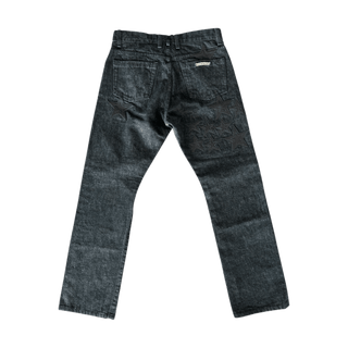 Chrome Hearts Grey & Black Star Patch Fleur Knee Jeans