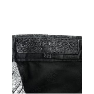 Chrome Hearts Grey & Black Star Patch Fleur Knee Jeans