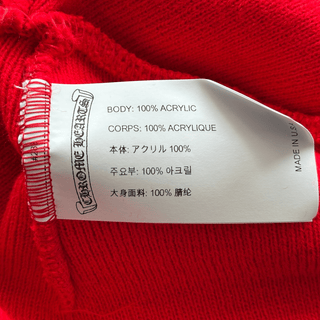 Chrome Hearts Red & White CH Logo Embroidered Beanie
