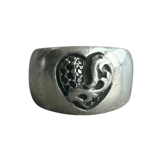 Chrome Hearts Silver & Black Diamond Heart Ring