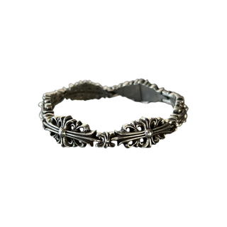 Chrome Hearts Silver Floral Cross Bracelet