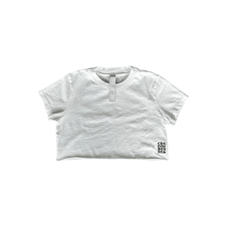 Chrome Hearts White & Black Embroidered Eyechart Logo Cropped T-Shirt