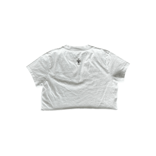 Chrome Hearts White & Black Embroidered Eyechart Logo Cropped T-Shirt