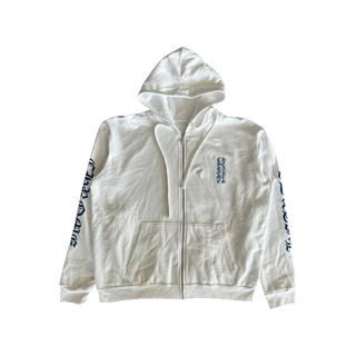 Chrome Hearts White & Blue Script Logo Zip Up Hoodie