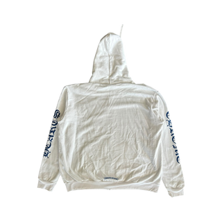 Chrome Hearts White & Blue Script Logo Zip Up Hoodie