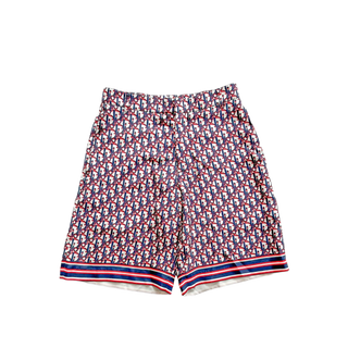 Dior Blue & Red Pixel Oblique Bermuda Silk Shorts