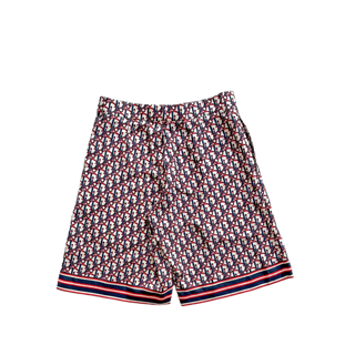 Dior Blue & Red Pixel Oblique Bermuda Silk Shorts