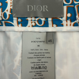 Dior Blue & White Oblique Bermuda Silk Shorts