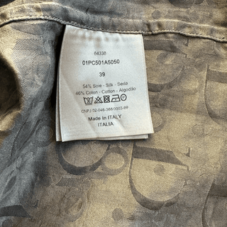 Dior Grey Oblique Silk Blend Button Up Shirt