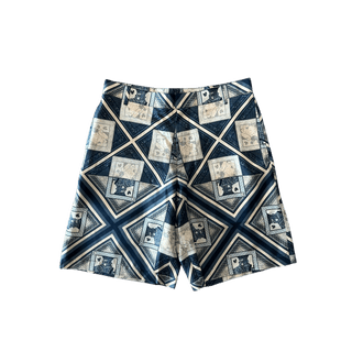 Dior Kenny Scharf Blue & White Playing Cards Silk Shorts