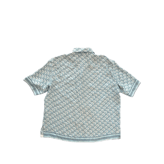 Dior Light Blue Pixel Oblique SIlk Button Up Shirt