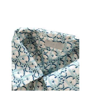 Dior Light Blue Pixel Oblique SIlk Button Up Shirt