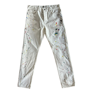 Dior White Paint Splatter Slim Jeans