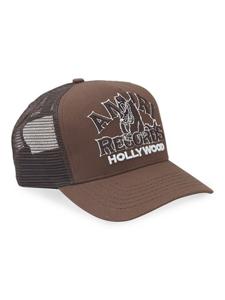 Amiri Records Wolf Logo Embroidered Cap in Acorn Brown
