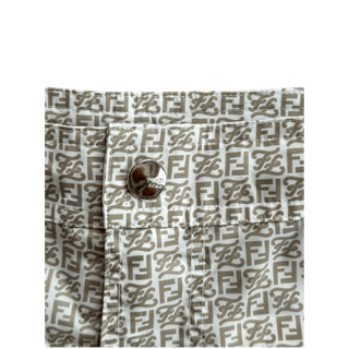 Fendi Brown & White FF Logo Swimshorts