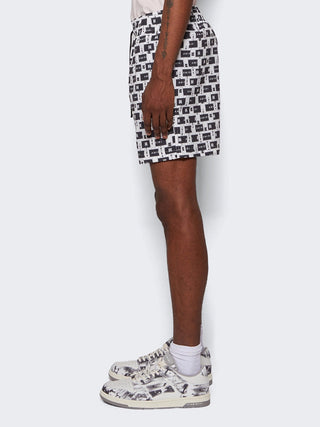 Amiri Interweave Swim Shorts in White/Black