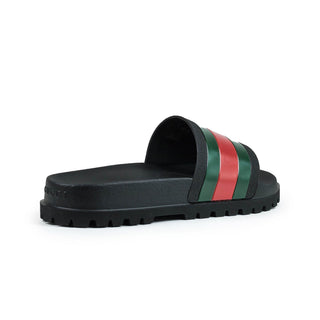 Gucci Web Chunky Pool Slides Black/Red/Green