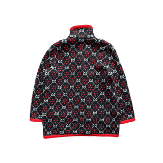 Gucci Black White & Red GG Monogram Alpaca Coat