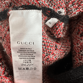 Gucci Black White & Red GG Monogram Alpaca Coat
