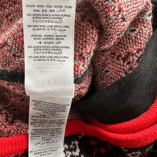 Gucci Black White & Red GG Monogram Alpaca Coat
