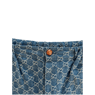 Gucci Blue & White GG Monogram Denim Shorts