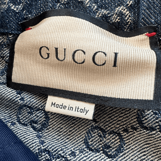 Gucci Blue & White GG Monogram Denim Shorts