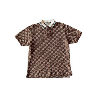 Gucci Brown & Tan GG Monogram Polo T-Shirt