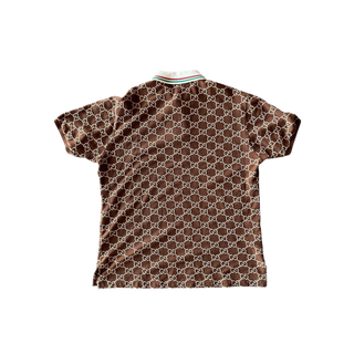 Gucci Brown & Tan GG Monogram Polo T-Shirt