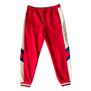Gucci Red & White Striped Logo Trackpants