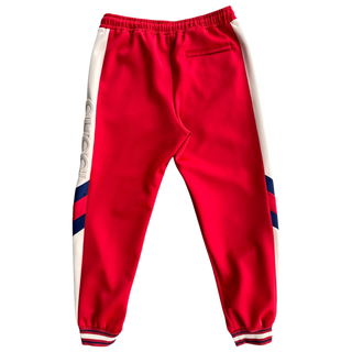Gucci Red & White Striped Logo Trackpants