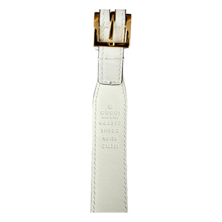 Gucci White & Gold Horsebit Leather Belt