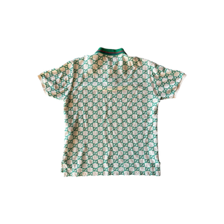 Gucci White & Green GG Monogram Polo T-Shirt
